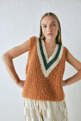 VRG GRL Vests | Women Macy Knit Vest Burnt Orange