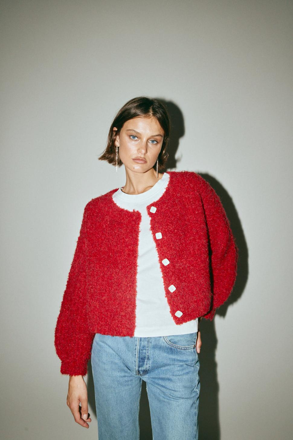 VRG GRL Cardigans | Women Elsie Knit Cardigan Chilli