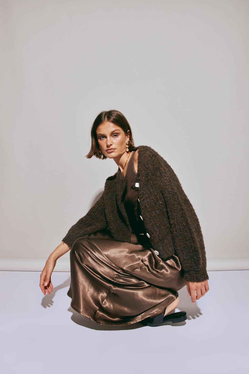 VRG GRL Cardigans | Women Elsie Knit Cardigan Chocolate