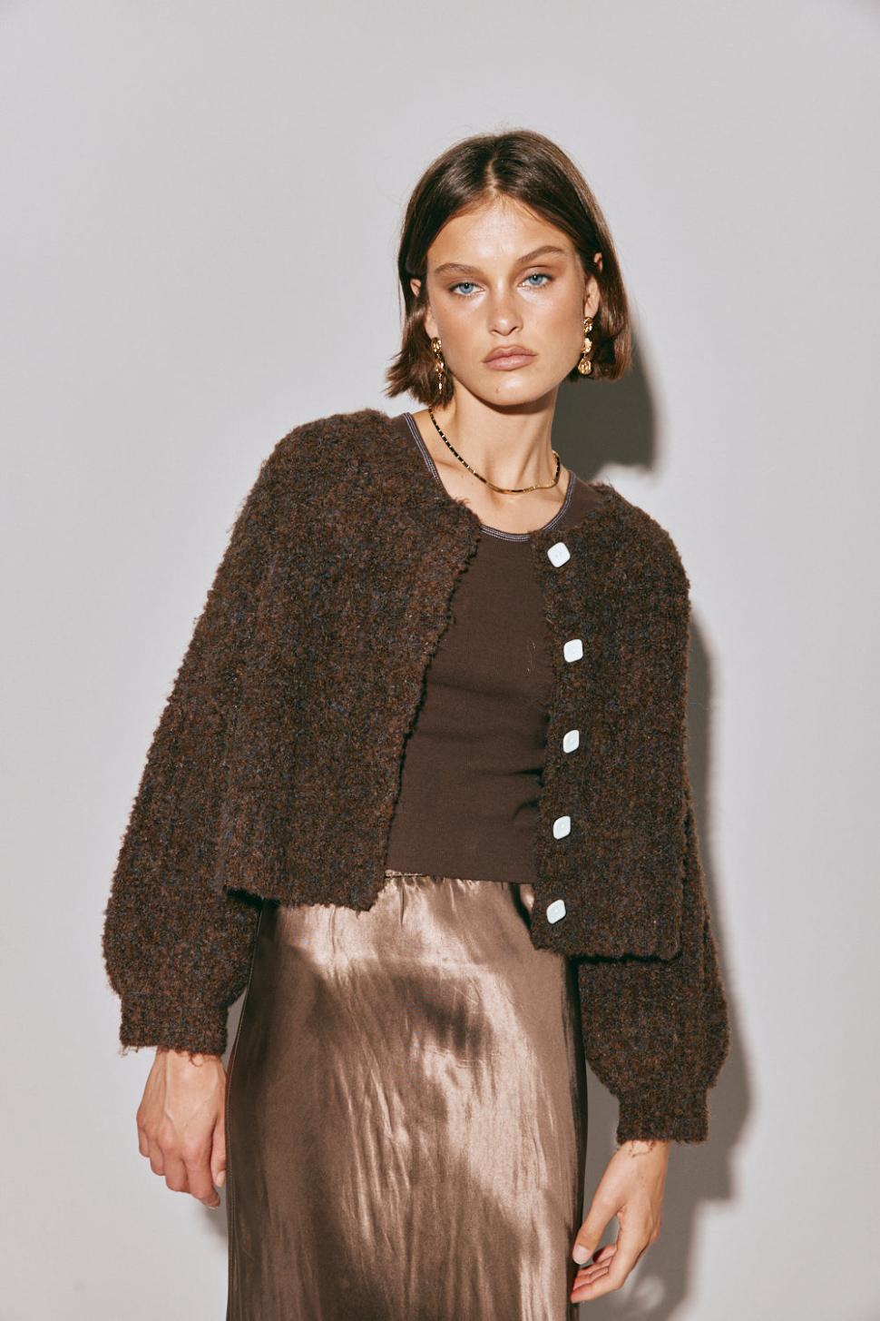 VRG GRL Cardigans | Women Elsie Knit Cardigan Chocolate