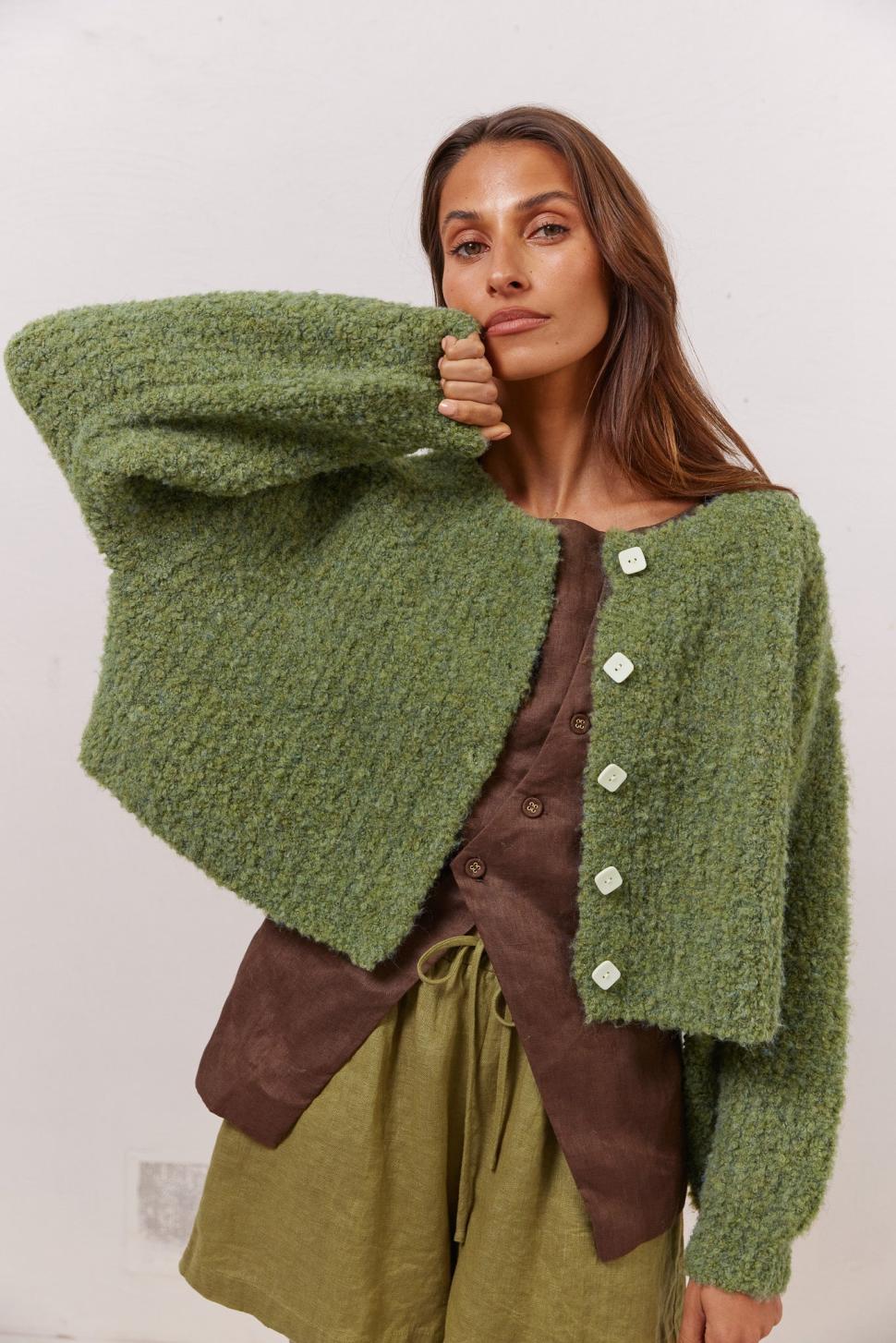 VRG GRL Cardigans | Women Elsie Knit Cardigan Green