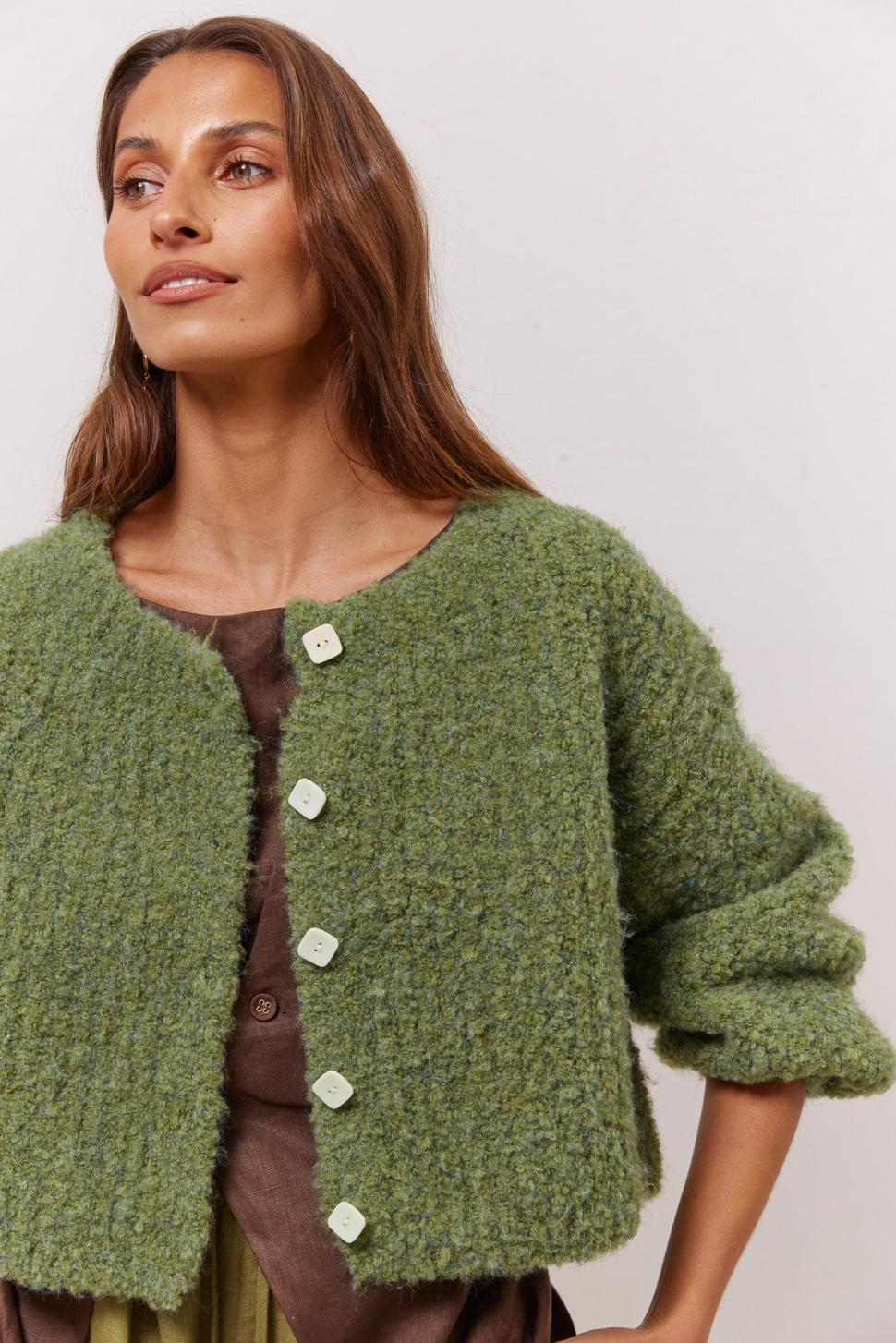 VRG GRL Cardigans | Women Elsie Knit Cardigan Green