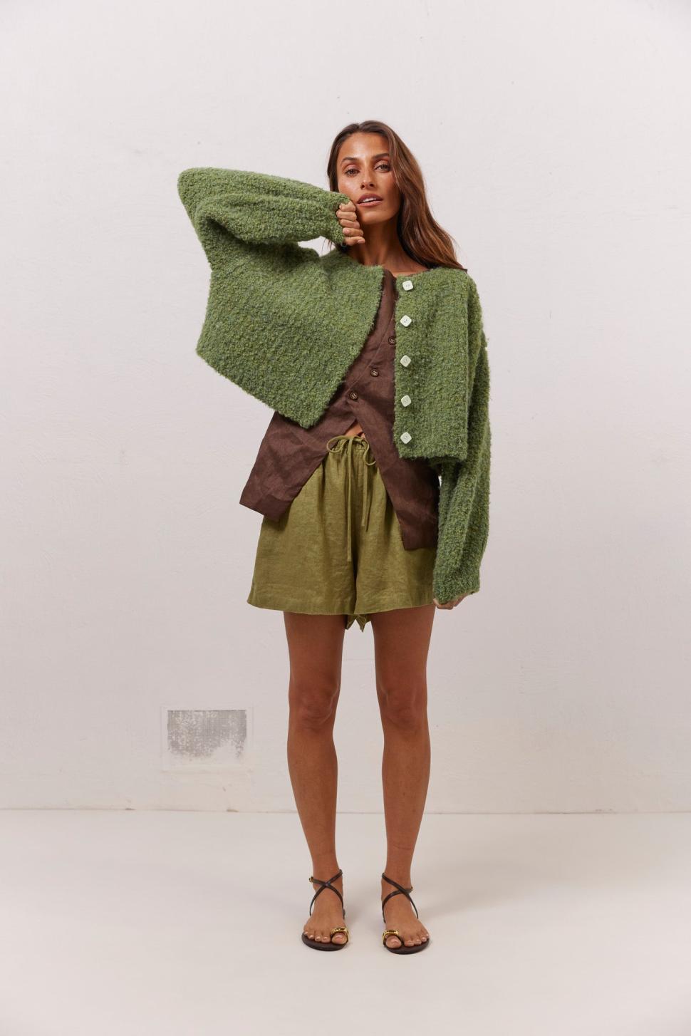 VRG GRL Cardigans | Women Elsie Knit Cardigan Green