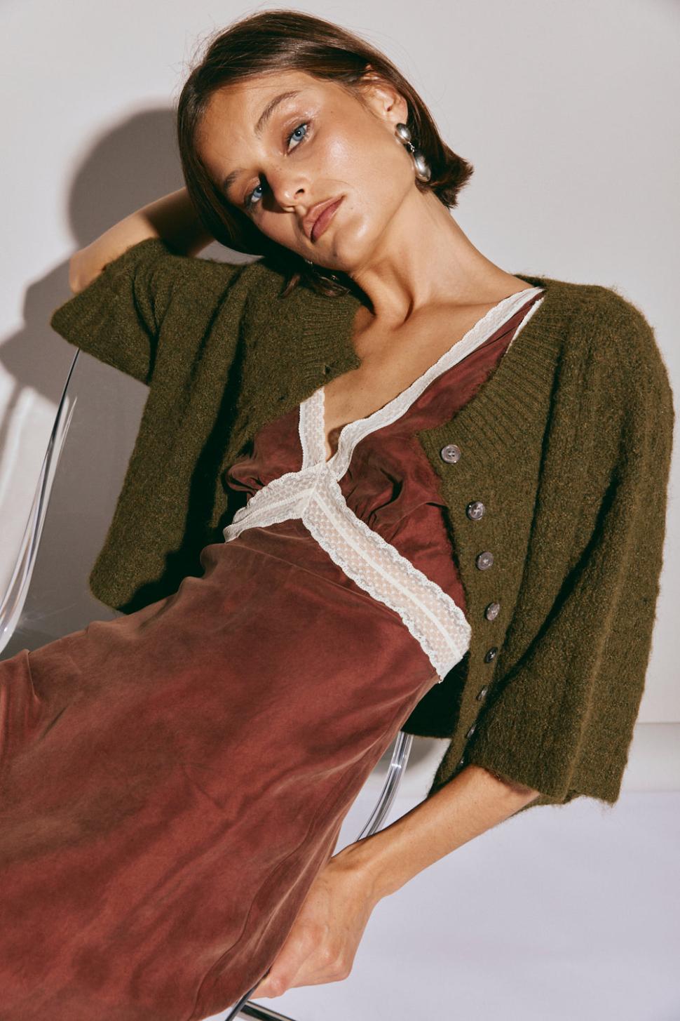 VRG GRL Cardigans | Women Hailey Knit Cardigan Khaki