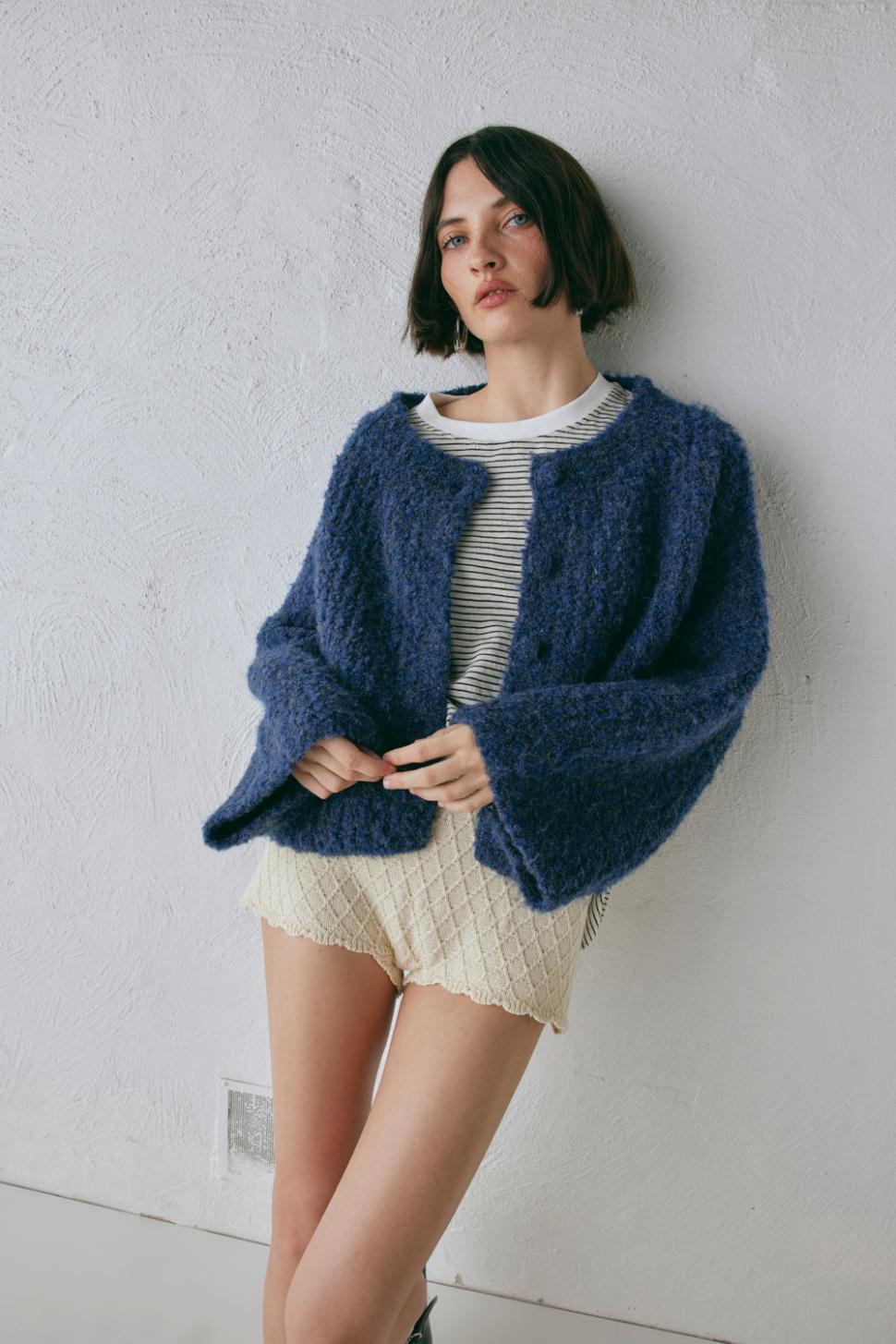 VRG GRL Cardigans | Women Lacy Knit Cardigan Marle