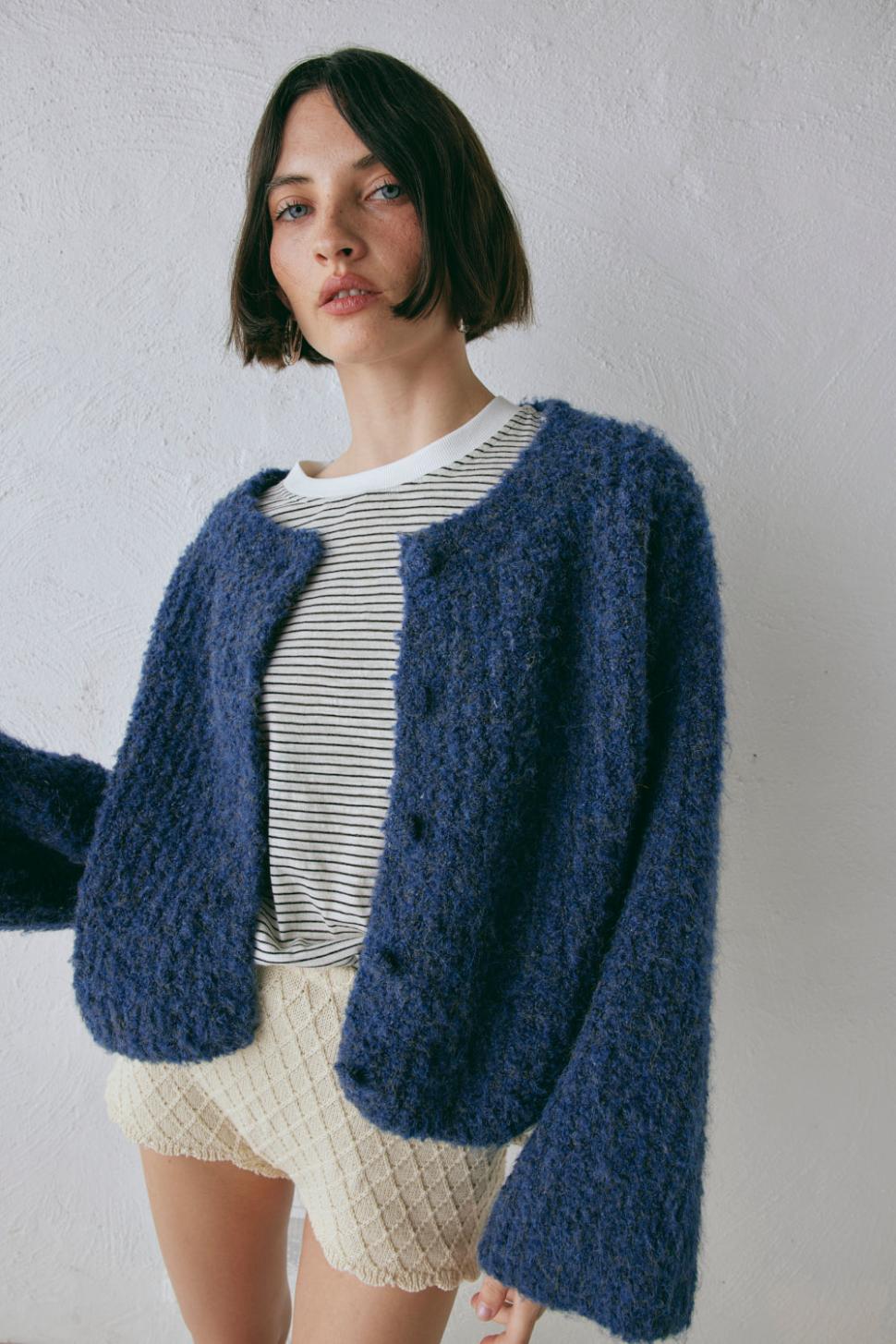 VRG GRL Cardigans | Women Lacy Knit Cardigan Marle