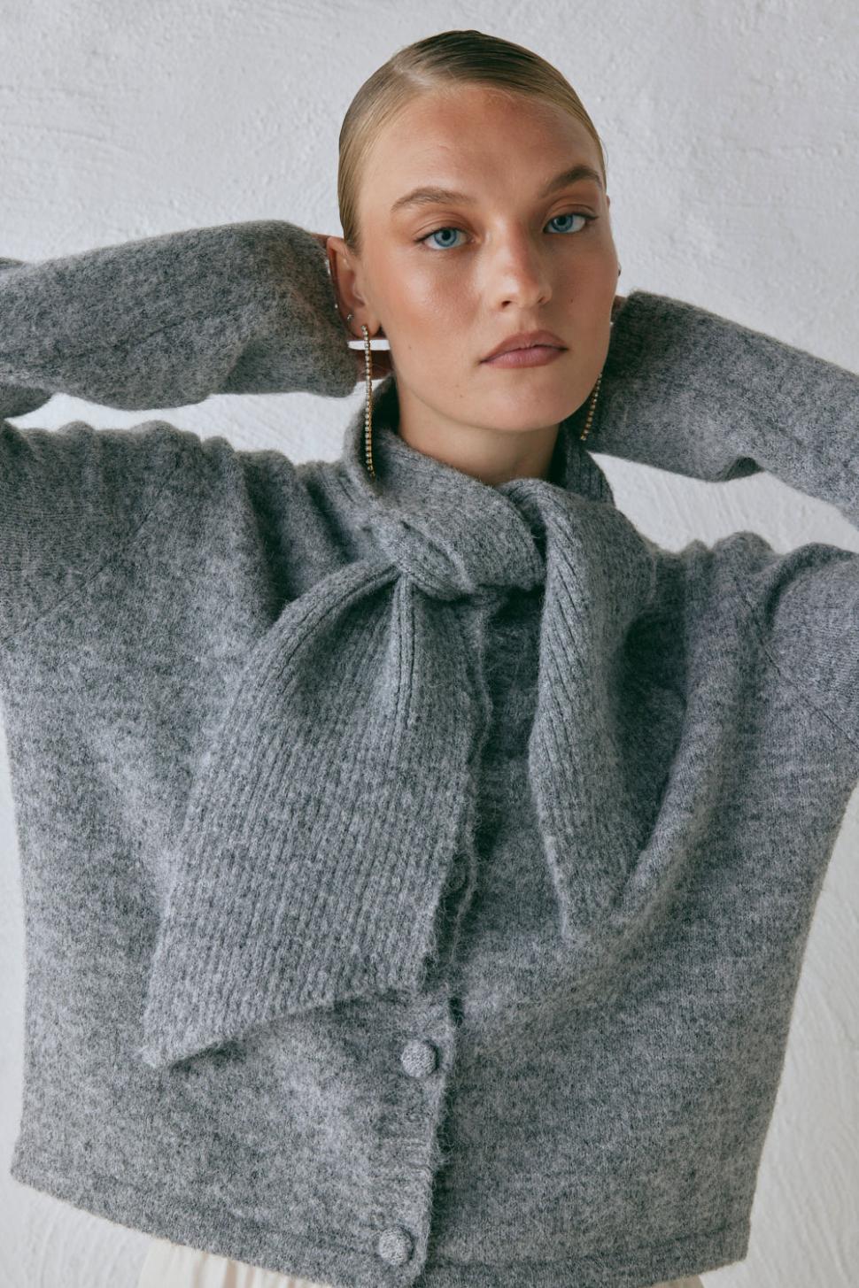 VRG GRL Cardigans | Women Sable Knit Cardigan Grey