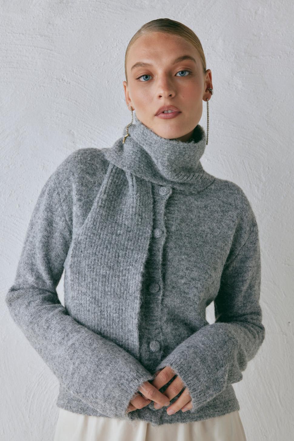 VRG GRL Cardigans | Women Sable Knit Cardigan Grey