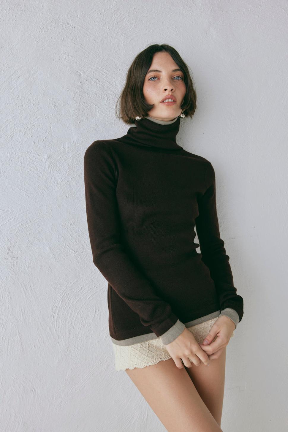 VRG GRL Long Sleeve | Women Bea Knit Skivvy Chocolate