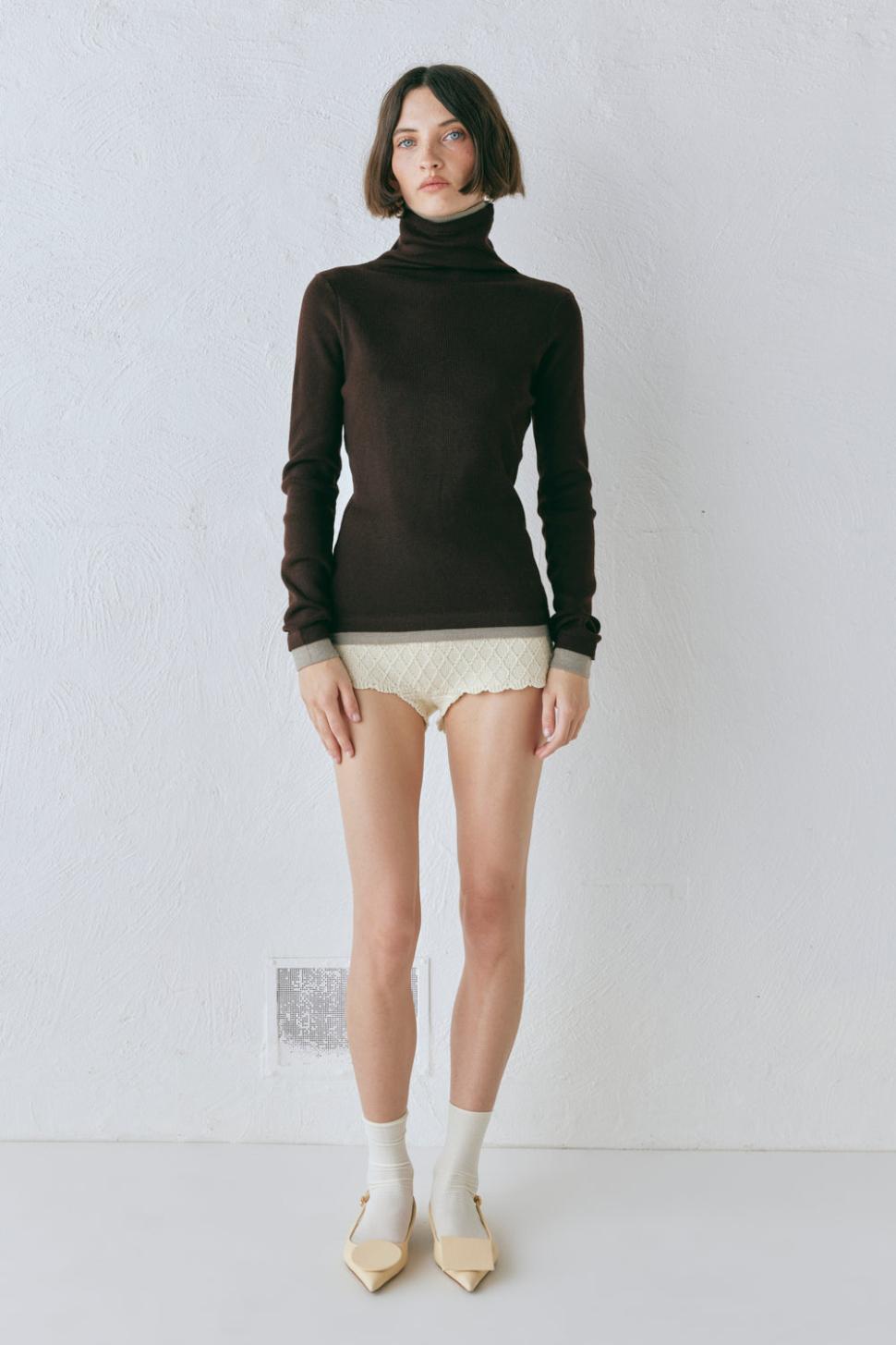 VRG GRL Long Sleeve | Women Bea Knit Skivvy Chocolate