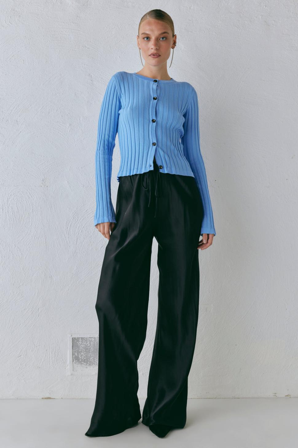 VRG GRL Long Sleeve | Women Hattie Knit Top Blue