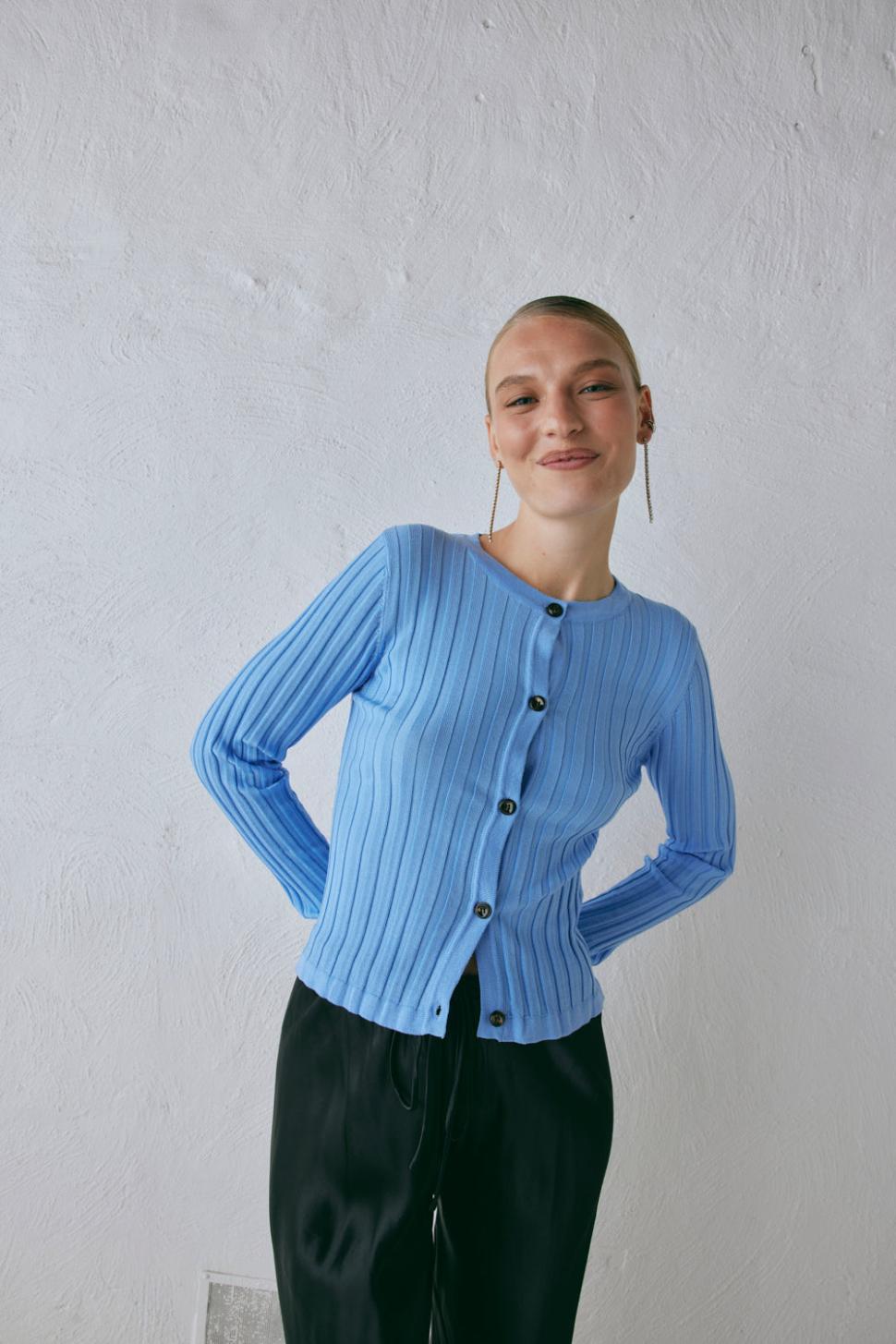 VRG GRL Long Sleeve | Women Hattie Knit Top Blue
