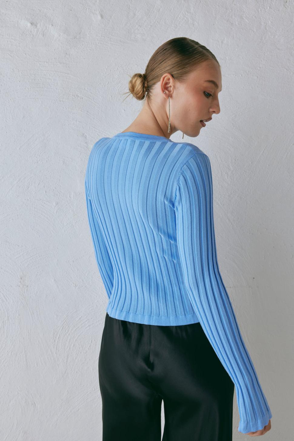 VRG GRL Long Sleeve | Women Hattie Knit Top Blue
