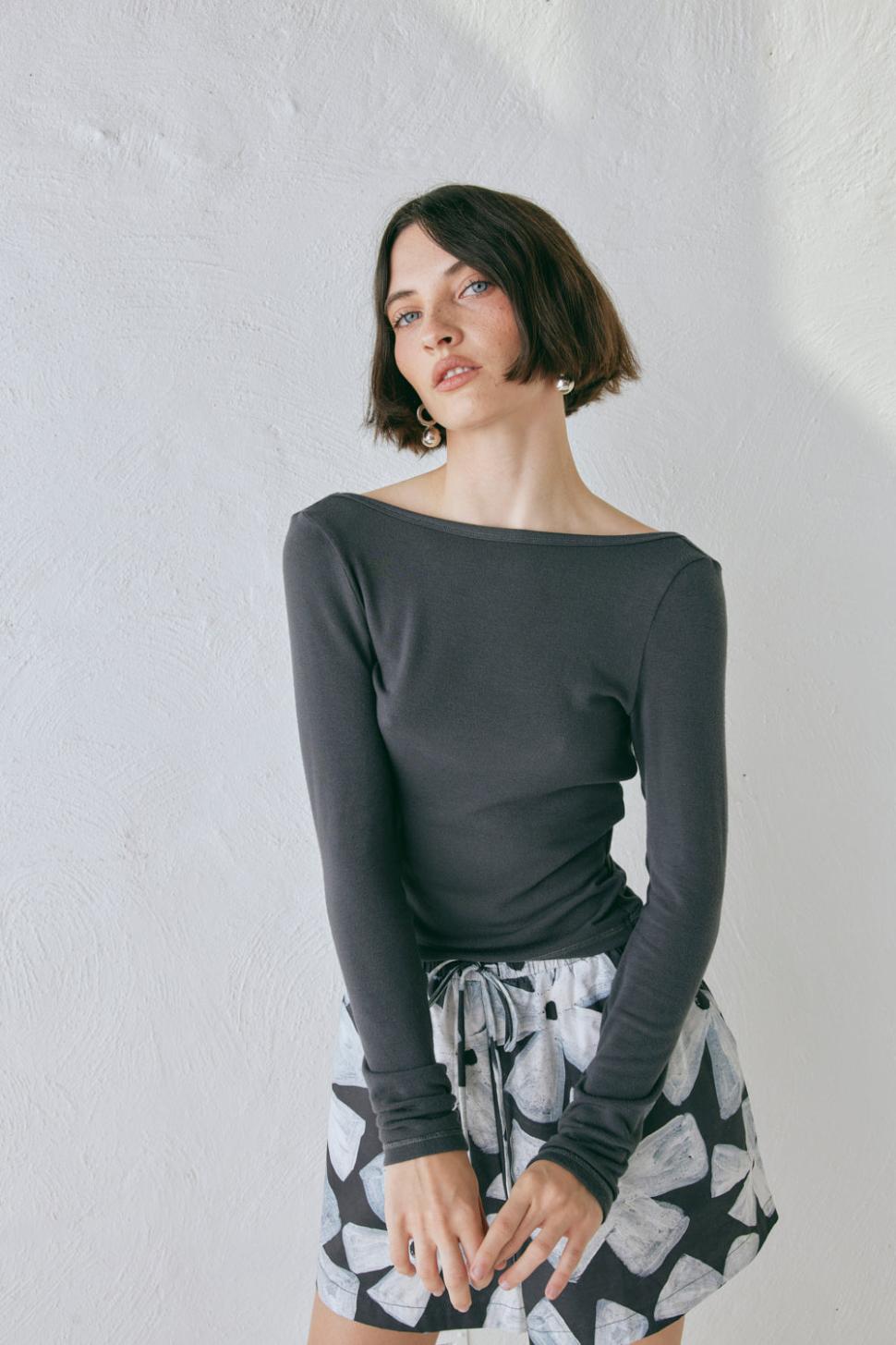 VRG GRL Long Sleeve | Women Lori Top Charcoal