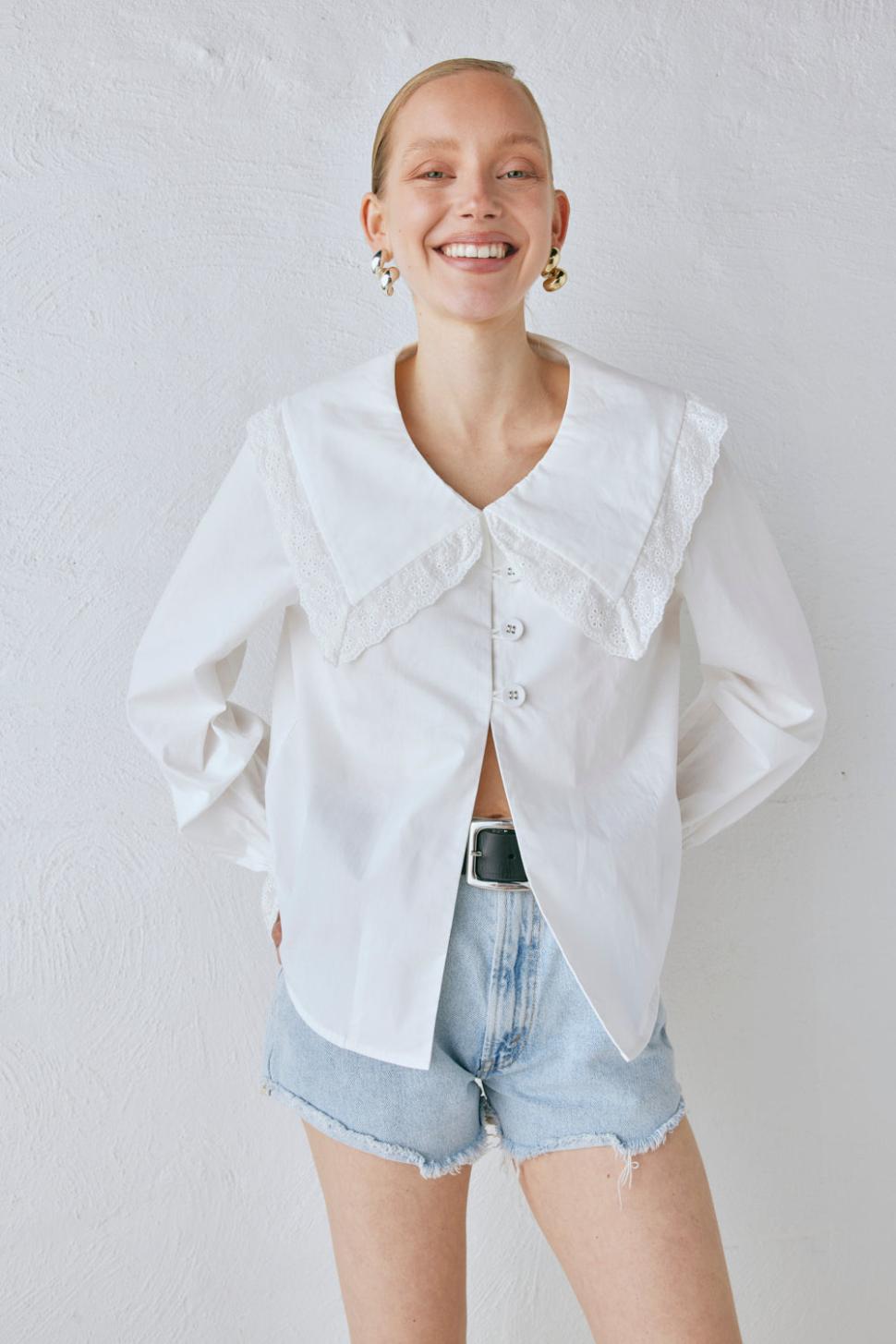 VRG GRL Long Sleeve | Women Mae Blouse White