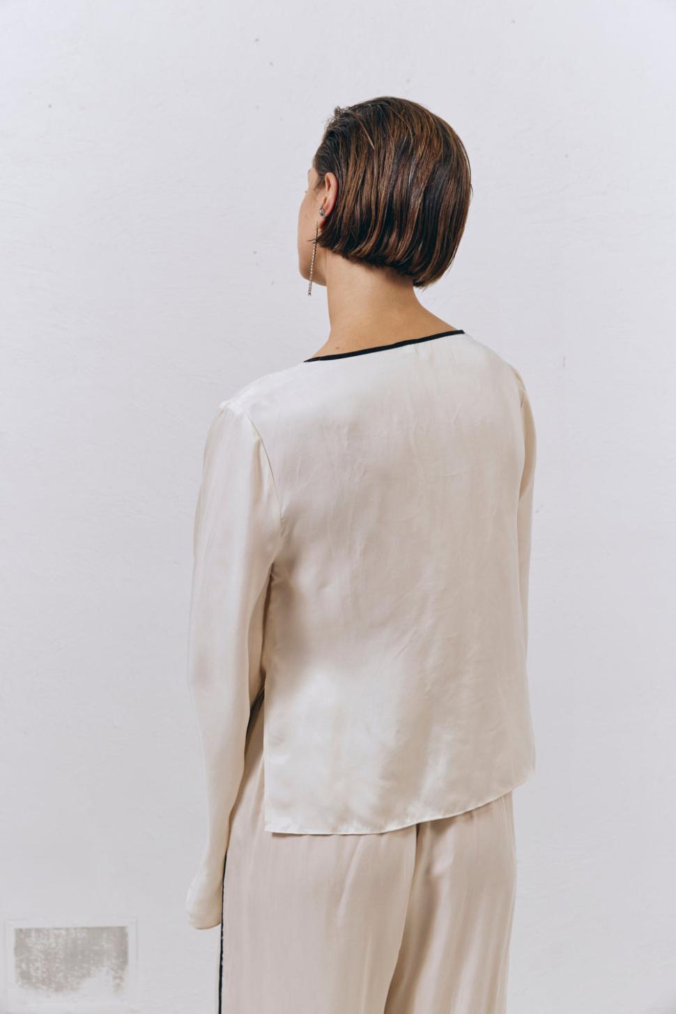 VRG GRL Long Sleeve | Women Moonscapes Tie Front Top Cream