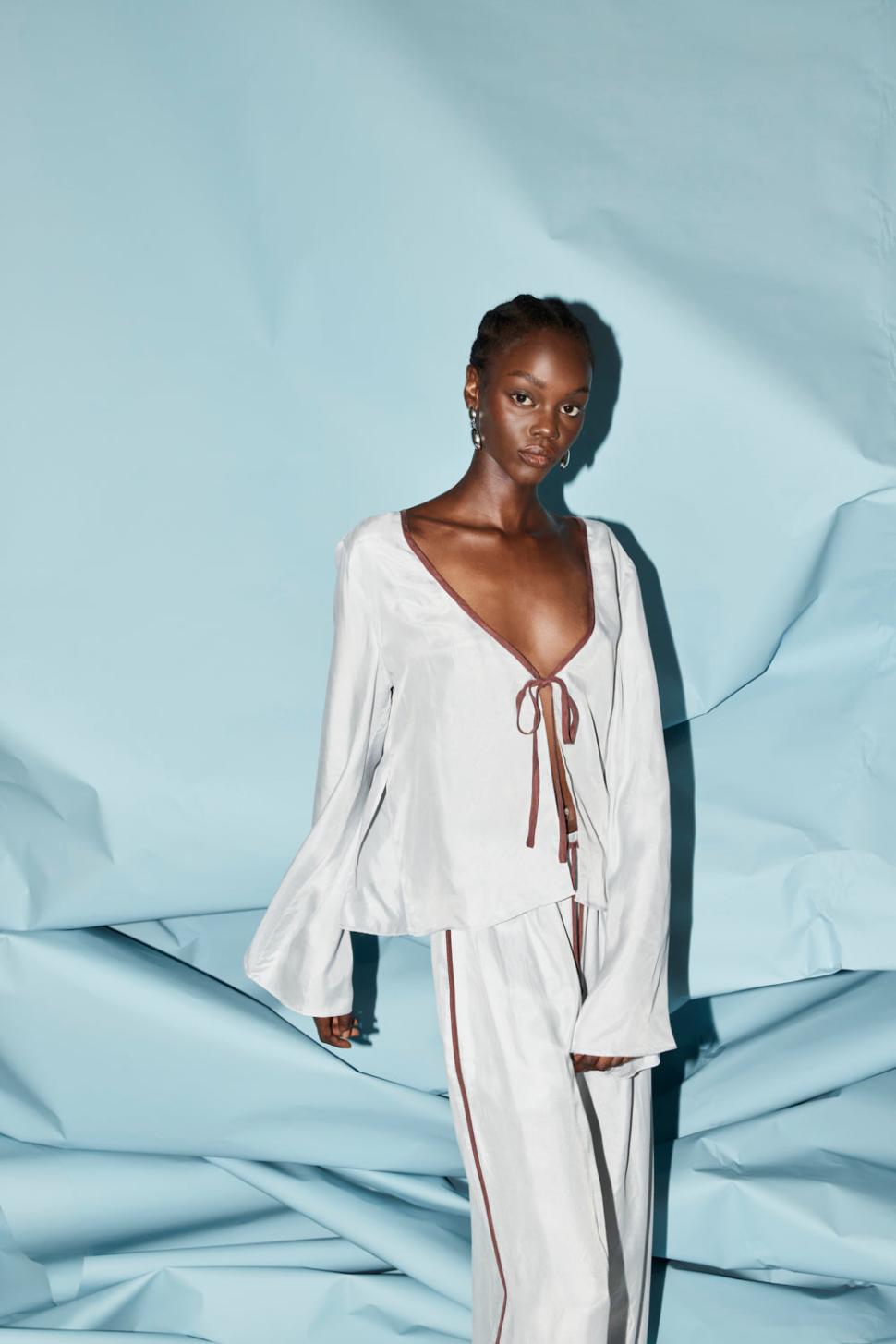 VRG GRL Long Sleeve | Women Moonscapes Top Powder Blue