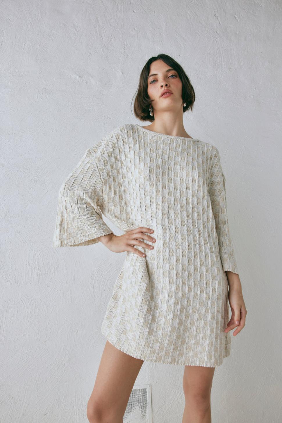 VRG GRL Long Sleeve | Women Pia Knit Tunic Cream