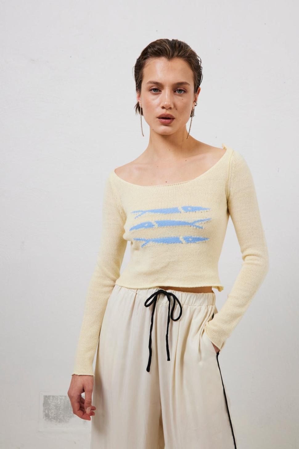 VRG GRL Long Sleeve | Women Sardinia Knit Top Cream