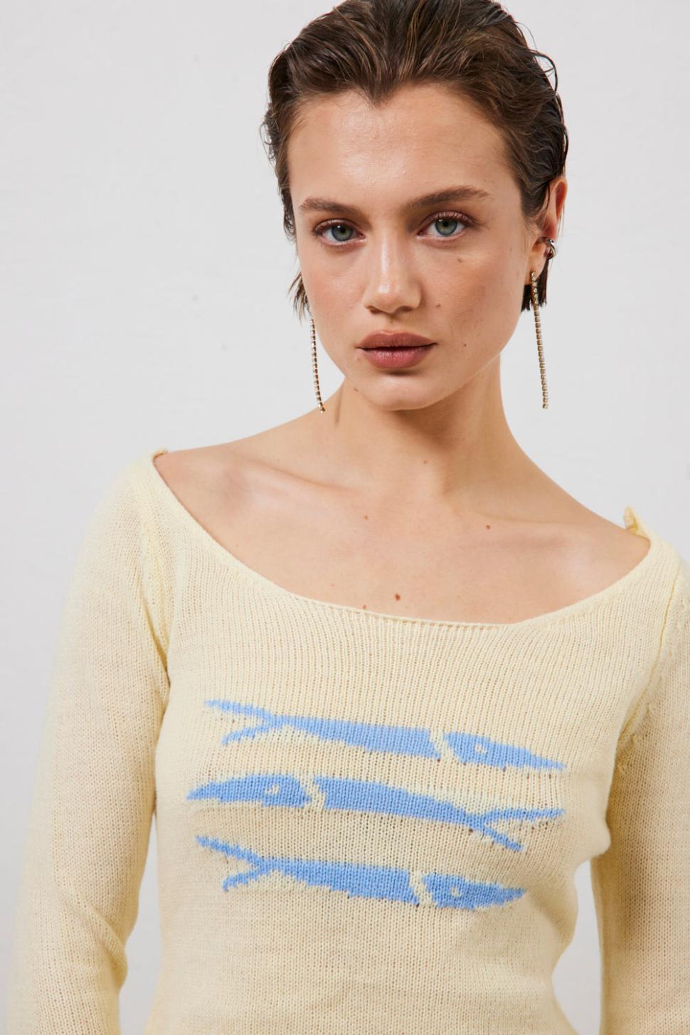 VRG GRL Long Sleeve | Women Sardinia Knit Top Cream