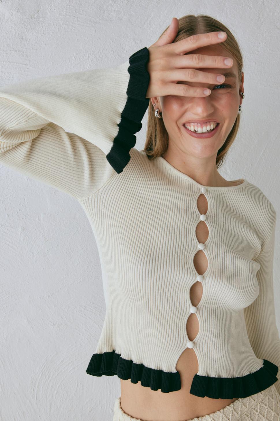 VRG GRL Long Sleeve | Women Zoey Knit Top Cream