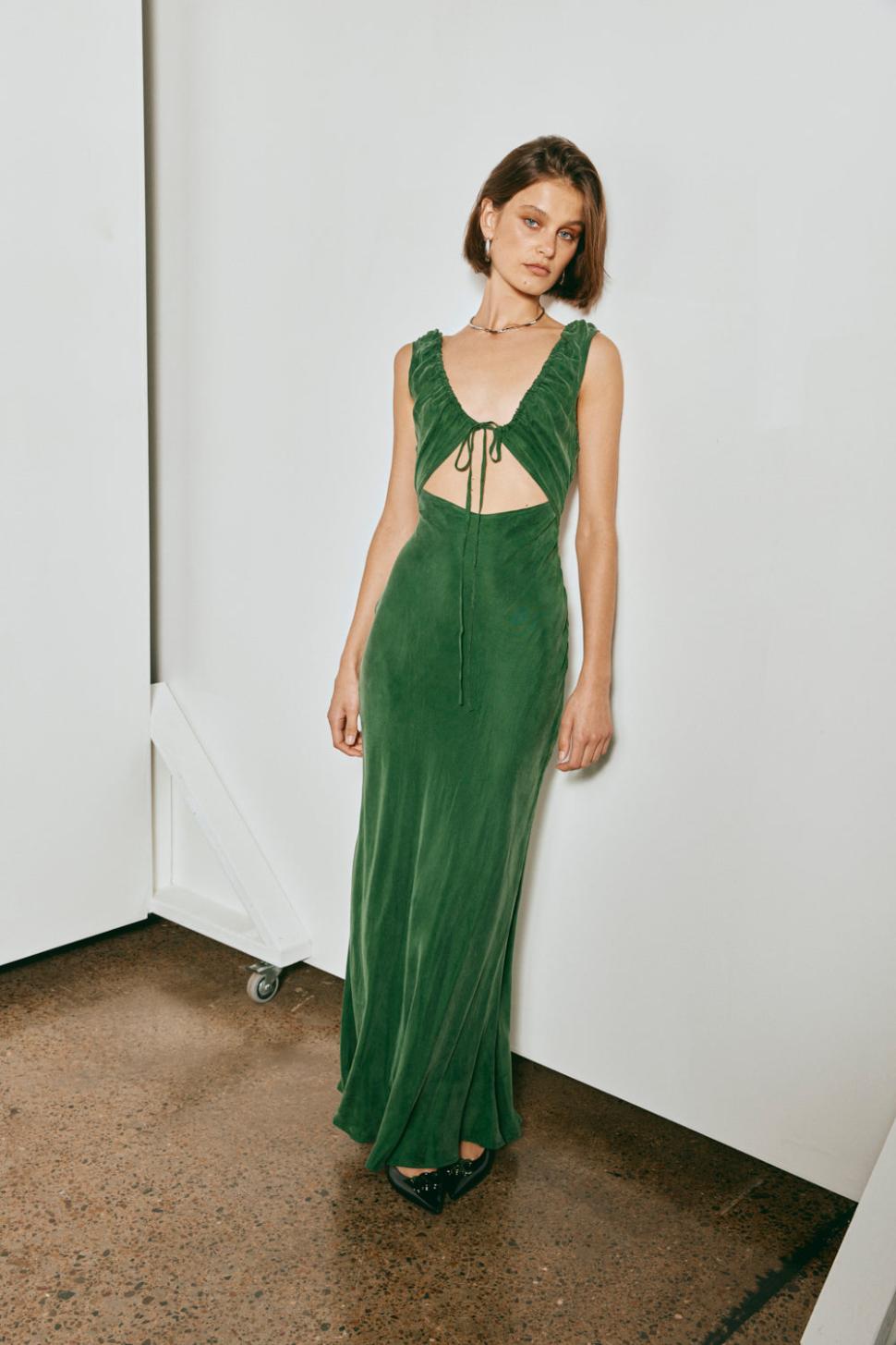 VRG GRL Midi/Maxi Dresses | Women After Dark Bias Cut Maxi Dress Forest