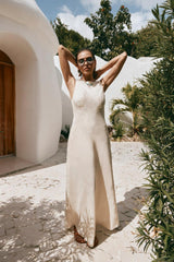 VRG GRL Midi/Maxi Dresses | Women Art Of Bloom Linen Bias Cut Maxi Dress Cream