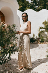 VRG GRL Midi/Maxi Dresses | Women Art Of Bloom Linen Bias Cut Maxi Dress Cream