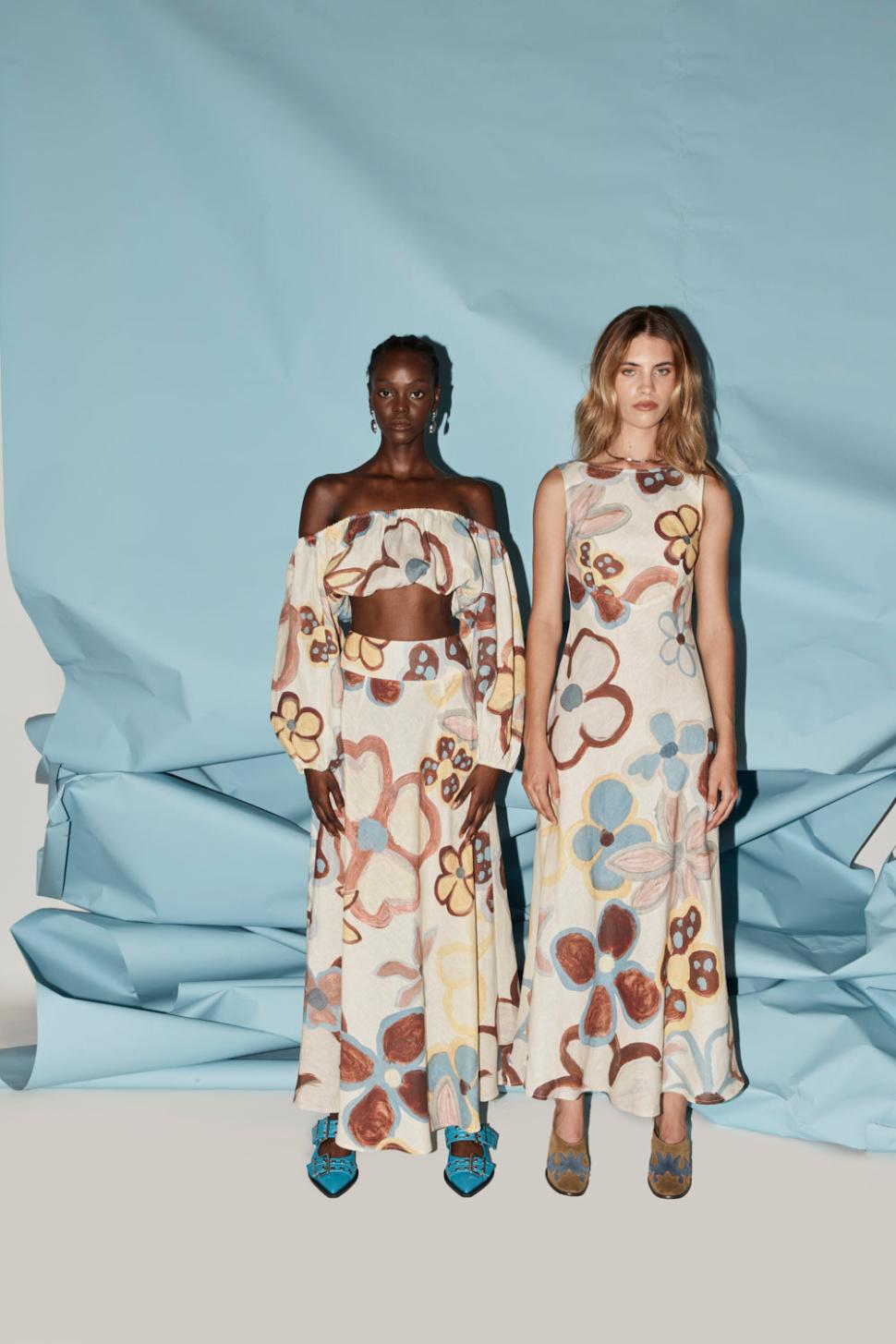 VRG GRL Midi/Maxi Dresses | Women Art Of Bloom Linen Bias Cut Maxi Dress Flower