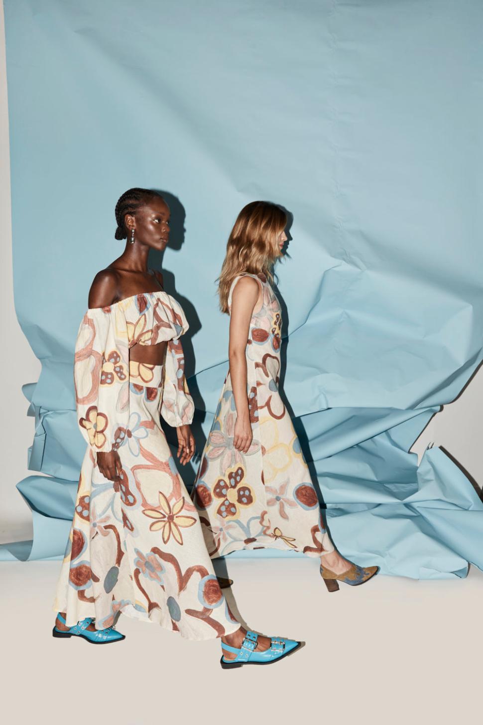 VRG GRL Midi/Maxi Dresses | Women Art Of Bloom Linen Bias Cut Maxi Dress Flower