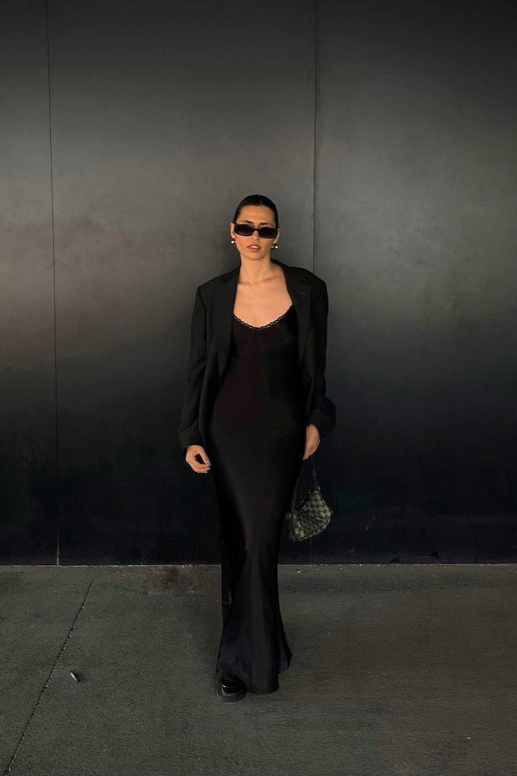 VRG GRL Midi/Maxi Dresses | Women Isle Of Paradise Bias Cut Maxi Dress Black