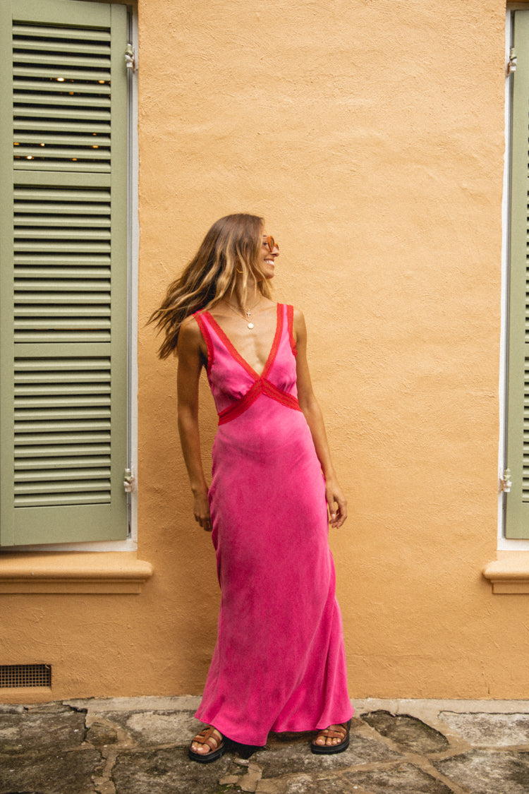 VRG GRL Midi/Maxi Dresses | Women Meet Me On The Dance Floor Bias Cut Maxi Dress Fuchsia