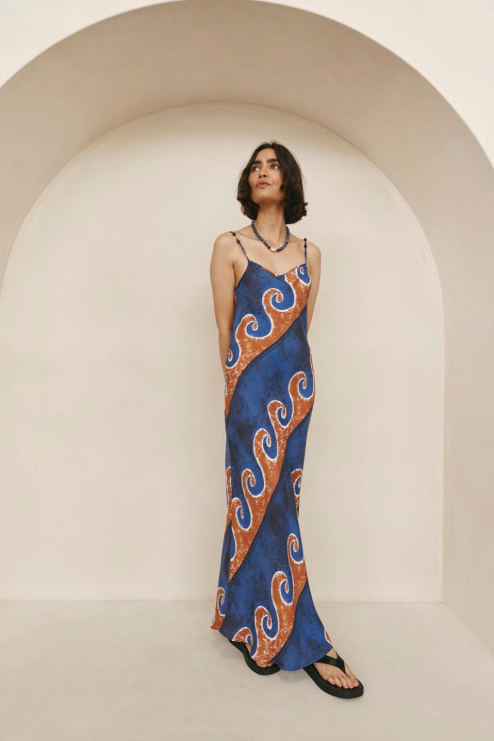 VRG GRL Midi/Maxi Dresses | Women Night Veils Bias Cut Maxi Dress Neptune