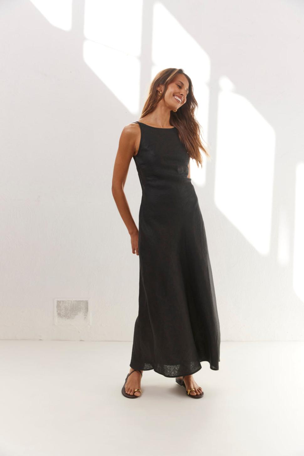 VRG GRL Midi/Maxi Dresses | Women Opal Linen Maxi Dress Black