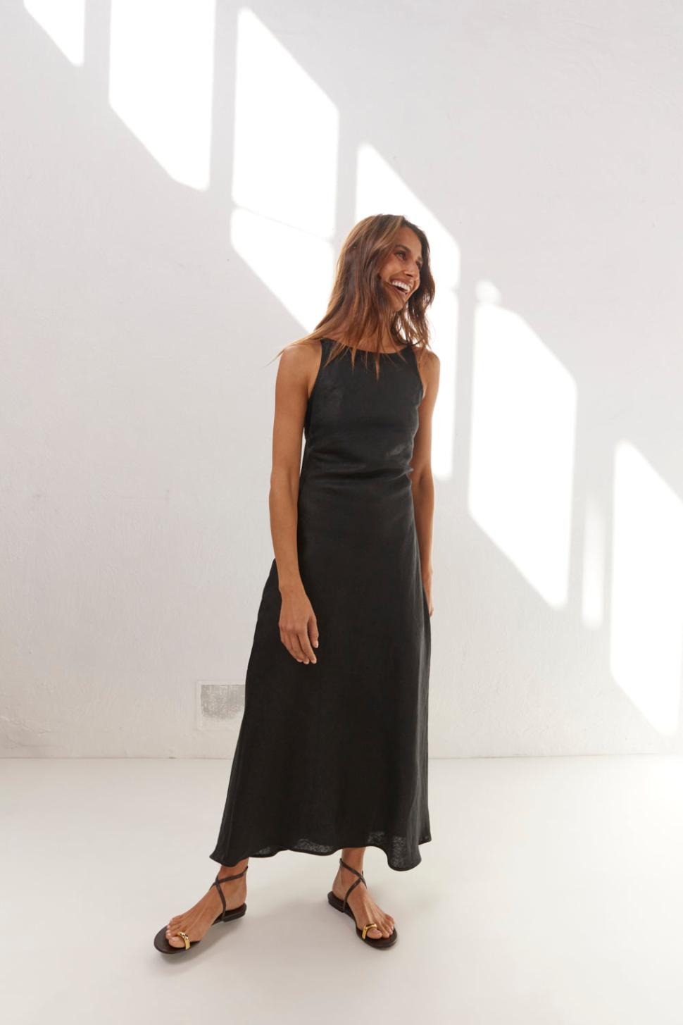 VRG GRL Midi/Maxi Dresses | Women Opal Linen Maxi Dress Black
