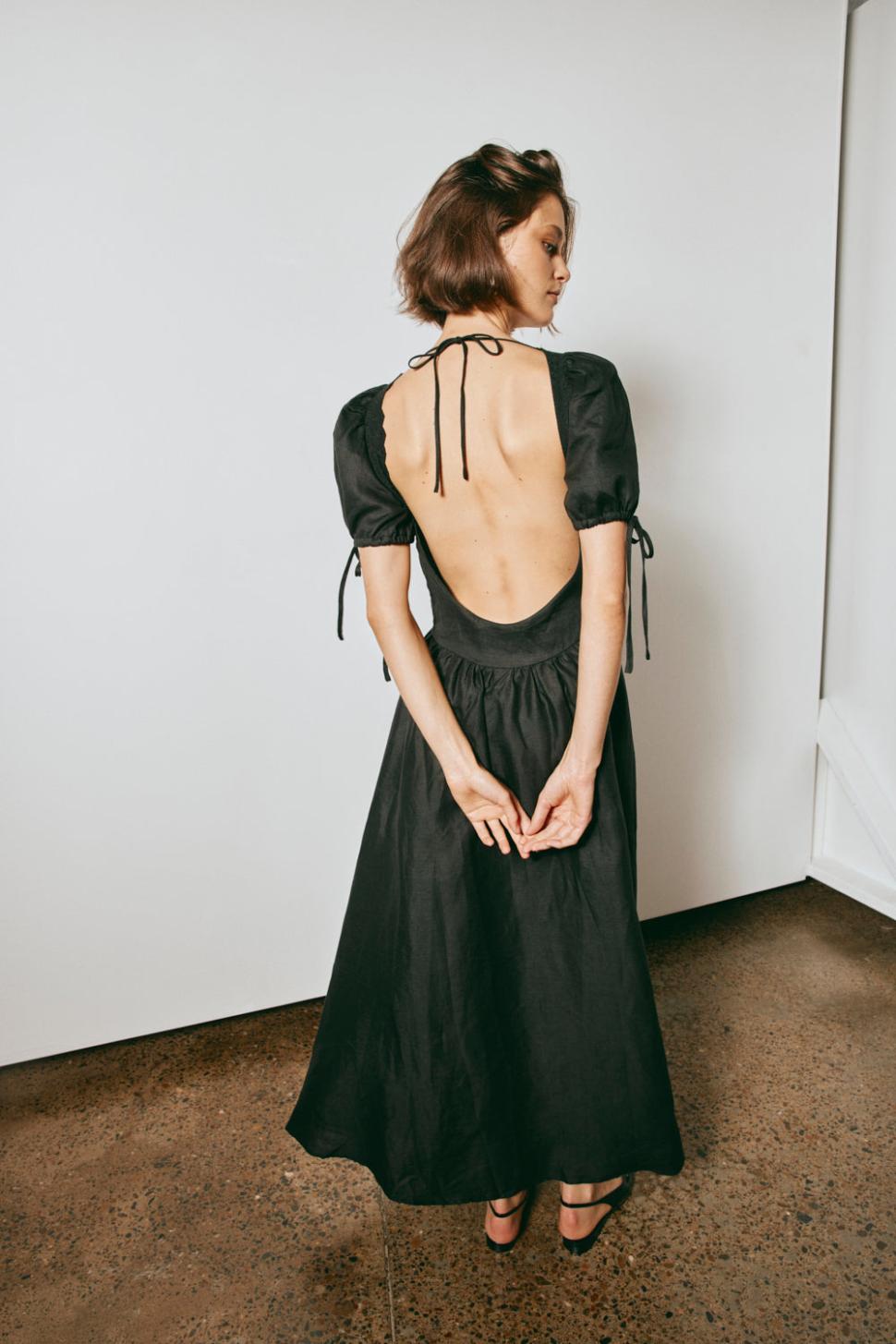 VRG GRL Midi/Maxi Dresses | Women Paradiso Linen Midi Dress Black