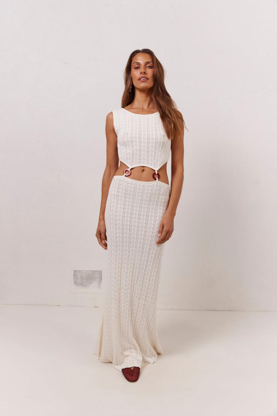 VRG GRL Midi/Maxi Dresses | Women Penne Knit Maxi Dress White
