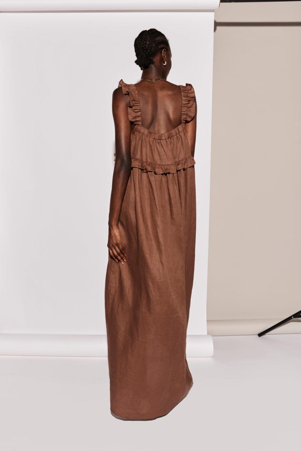 VRG GRL Midi/Maxi Dresses | Women Rossana Linen Maxi Dress Chocolate