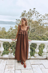 VRG GRL Midi/Maxi Dresses | Women Rossana Linen Maxi Dress Chocolate
