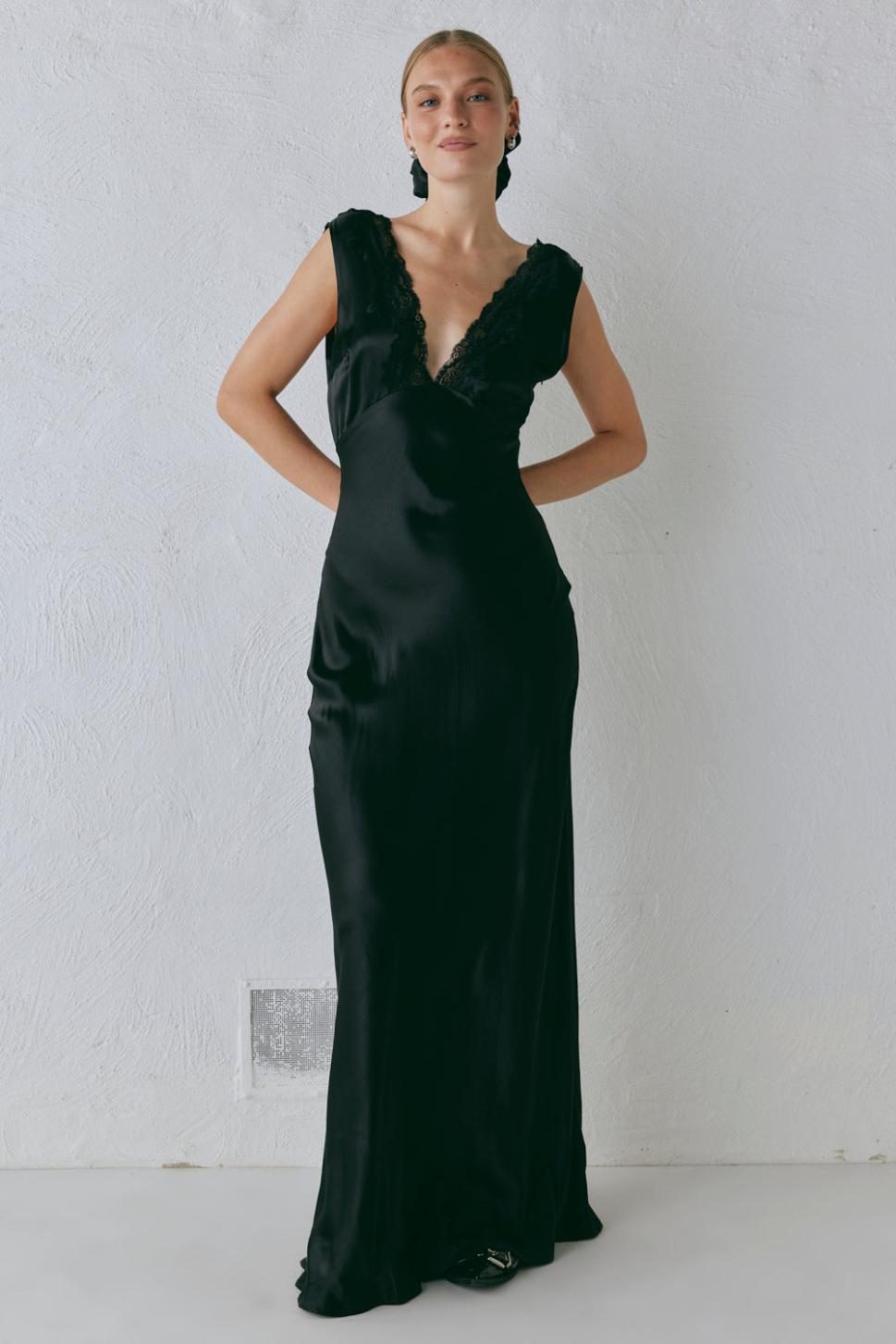 VRG GRL Midi/Maxi Dresses | Women Tully Satin Maxi Dress Black