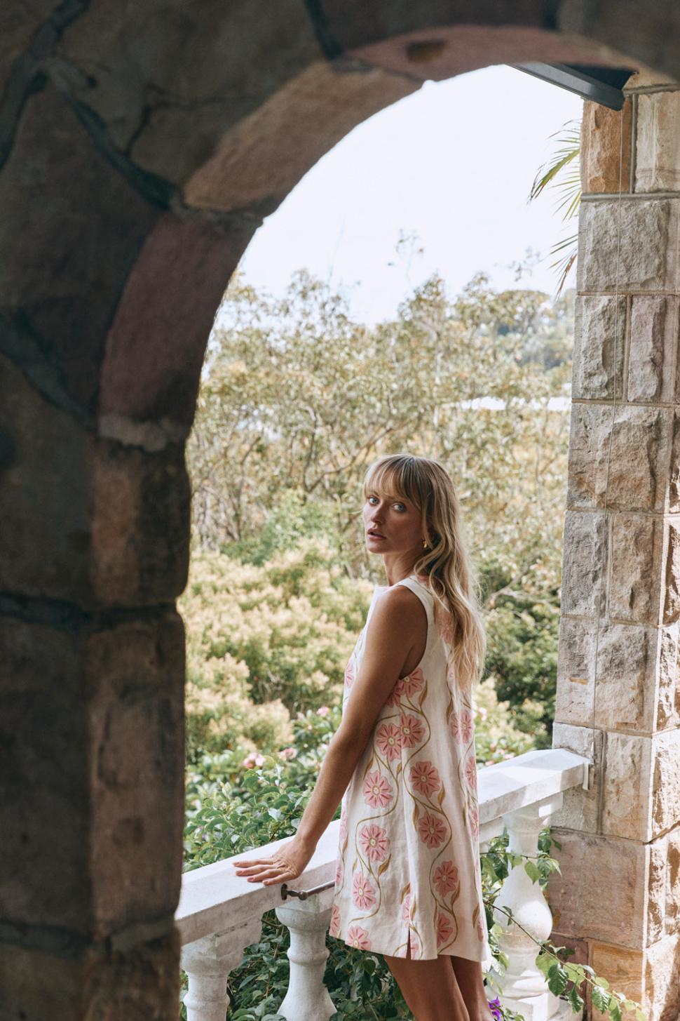 VRG GRL Mini Dresses | Women Aftersun Linen Mini Dress Bloom