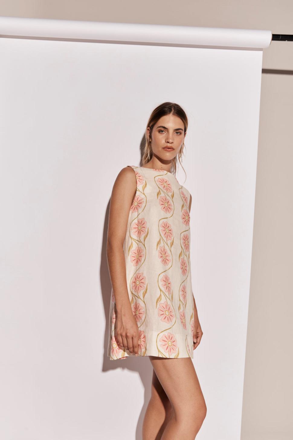 VRG GRL Mini Dresses | Women Aftersun Linen Mini Dress Bloom