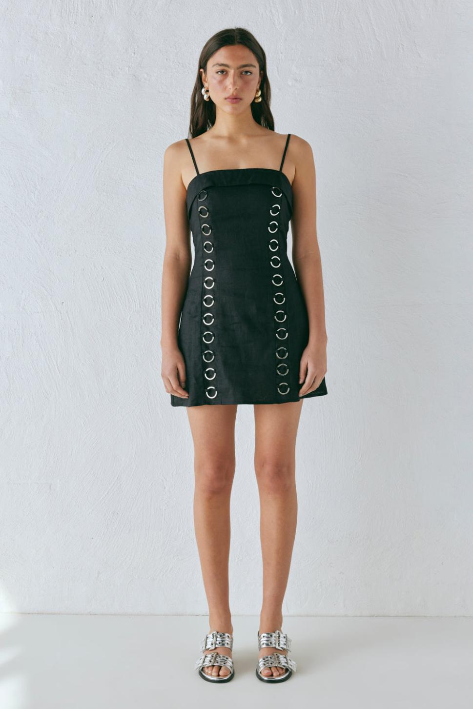 VRG GRL Mini Dresses | Women Alessa Linen Mini Dress Black