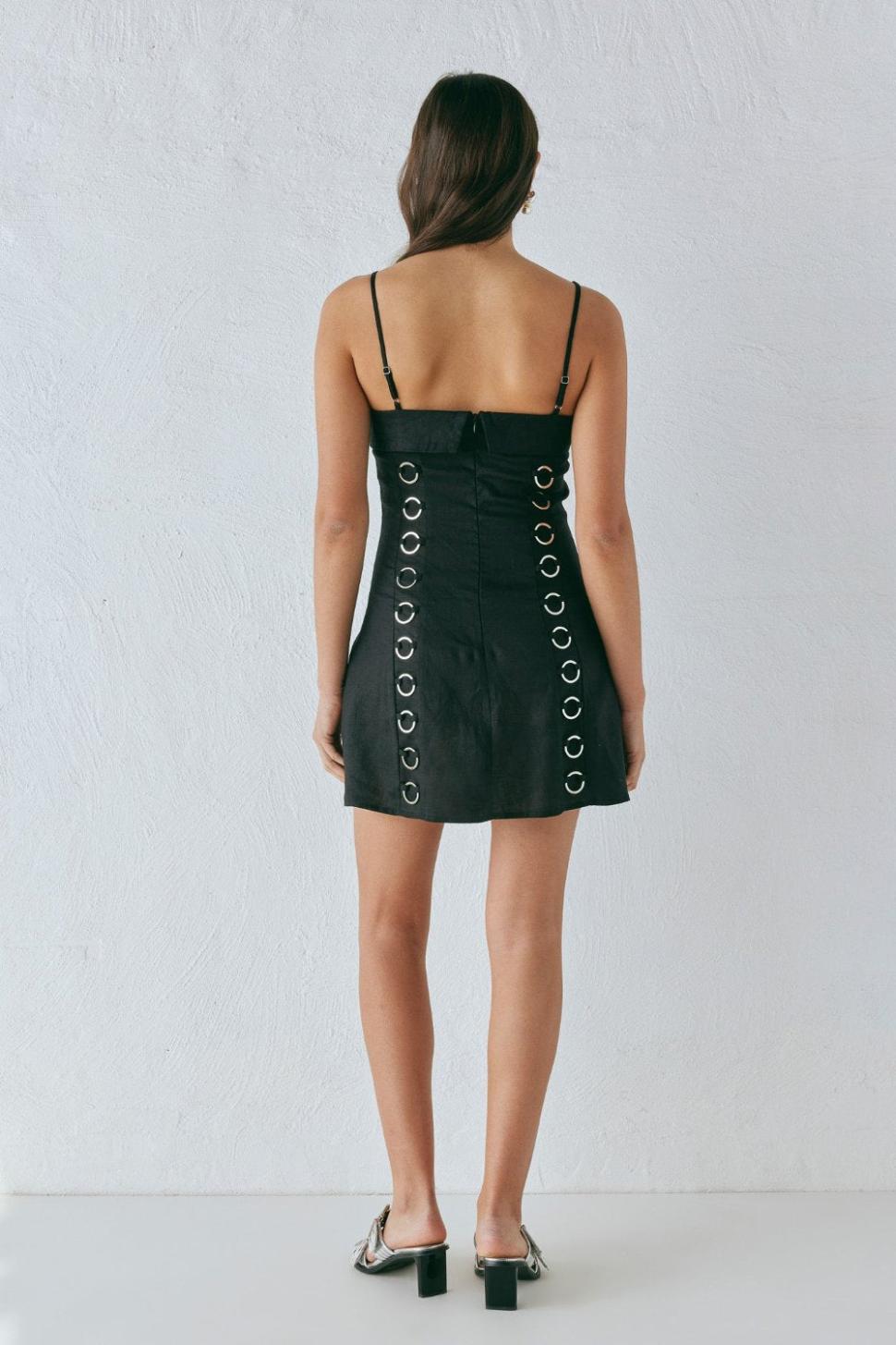 VRG GRL Mini Dresses | Women Alessa Linen Mini Dress Black