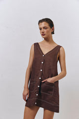 VRG GRL Mini Dresses | Women Alice Linen Mini Dress Brown