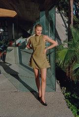 VRG GRL Mini Dresses | Women Annabelle Linen Mini Dress Olive