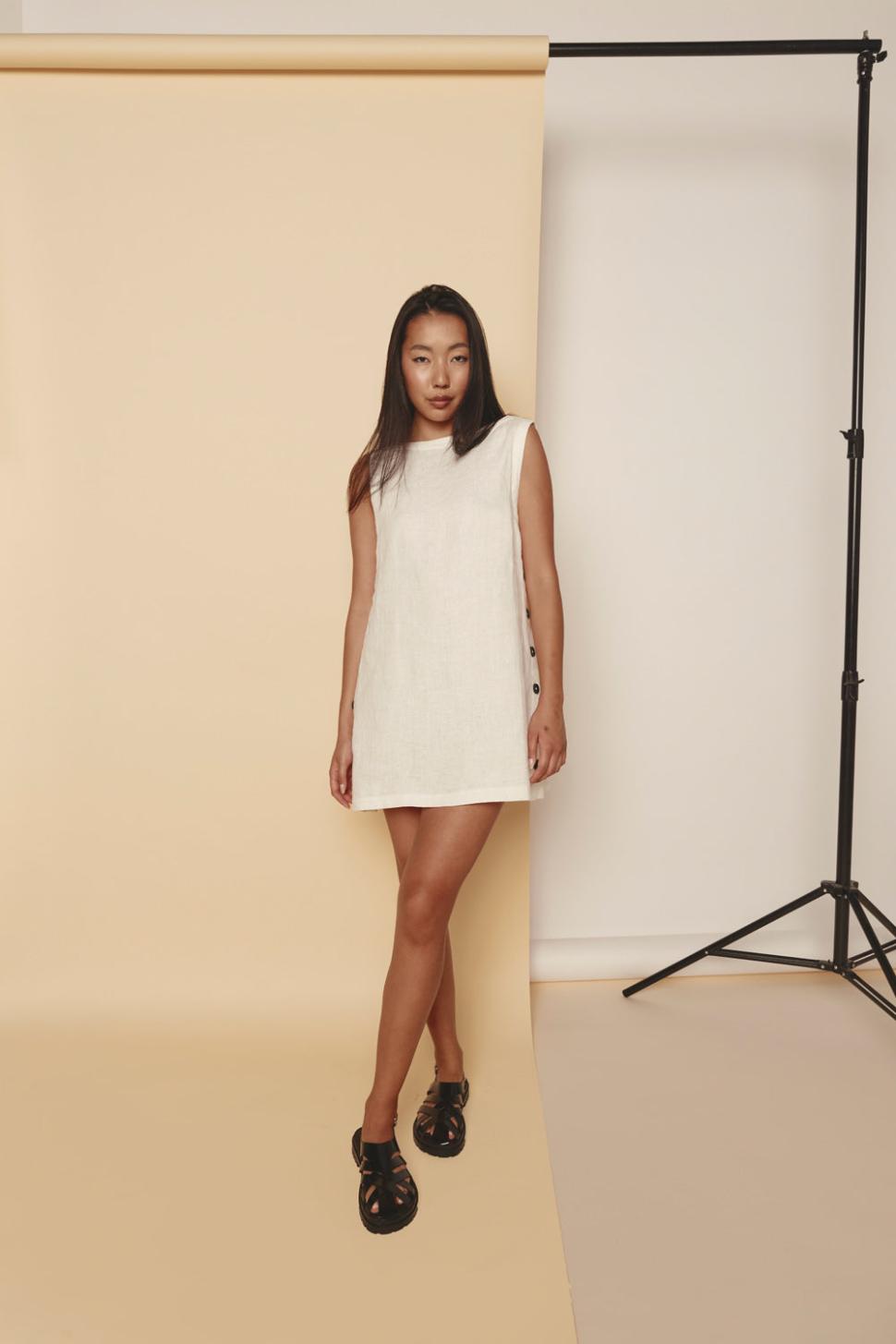 VRG GRL Mini Dresses | Women Annabelle Linen Mini Dress White