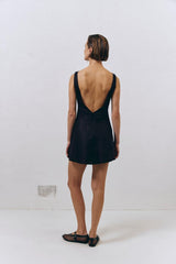 VRG GRL Mini Dresses | Women Art Of Bloom Linen Bias Cut Mini Dress Black