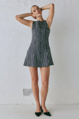 VRG GRL Mini Dresses | Women Chloe Linen Mini Dress Black Stripe