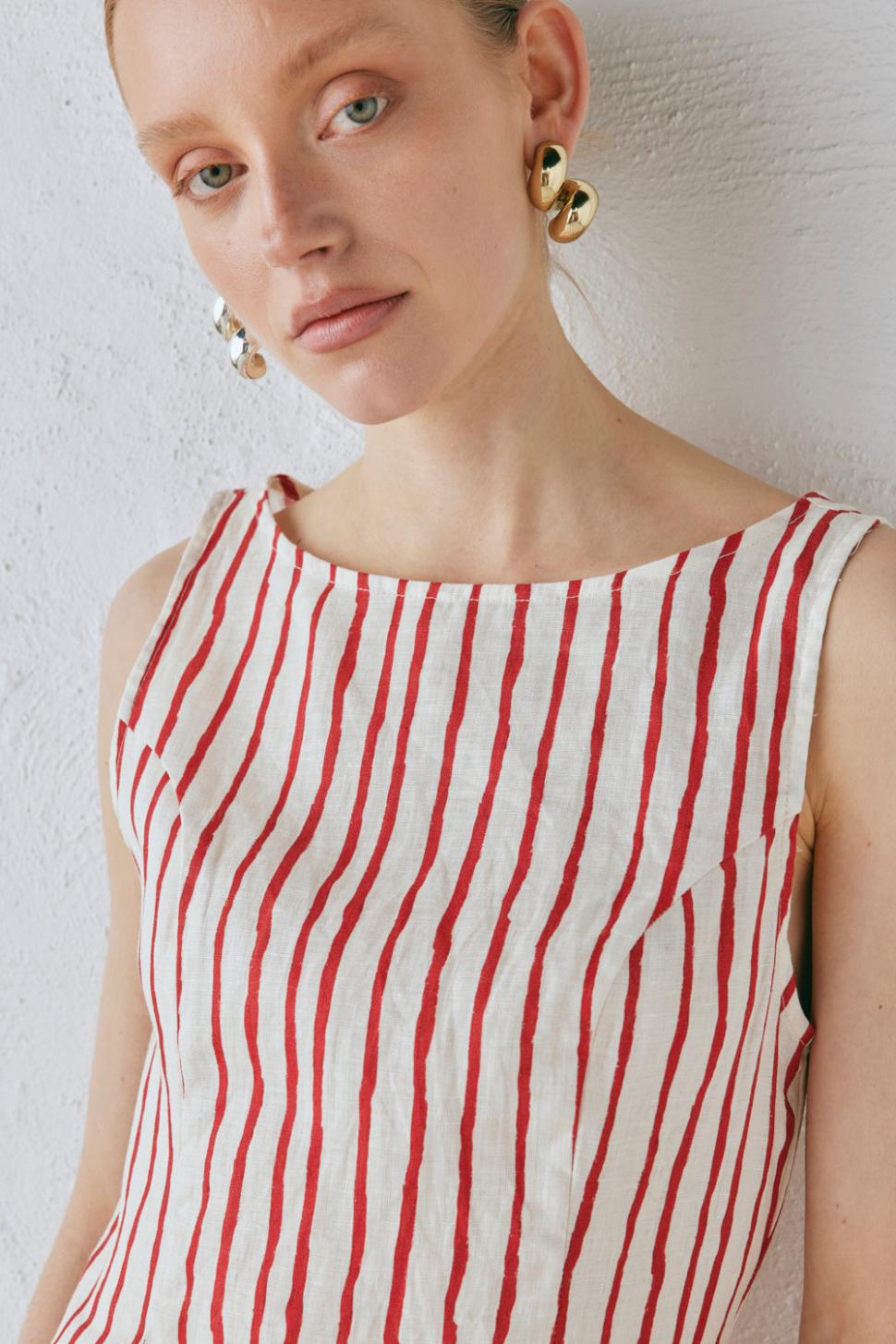 VRG GRL Mini Dresses | Women Chloe Linen Mini Dress Stripe